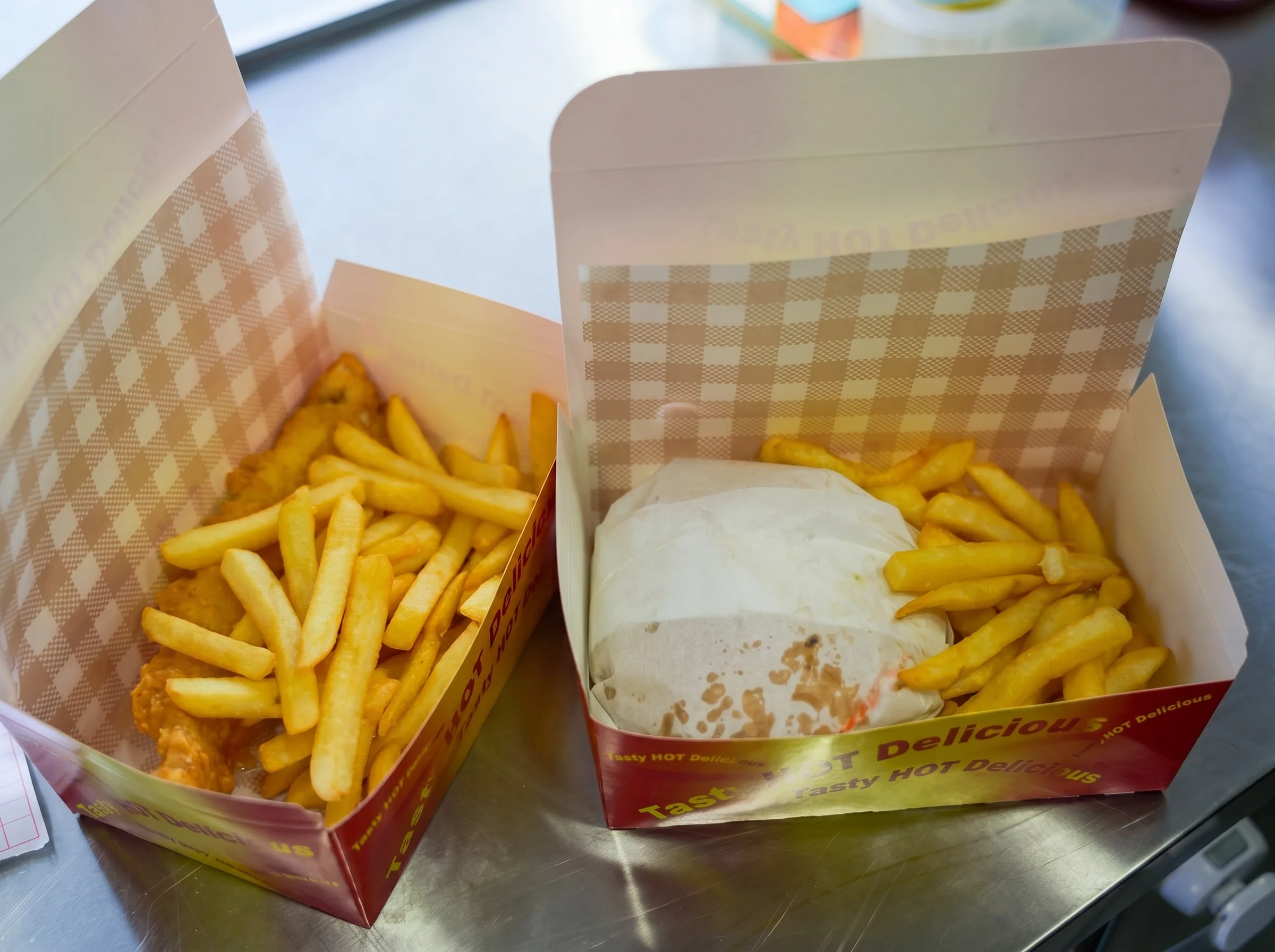 Two boxed catering meals ready to serve